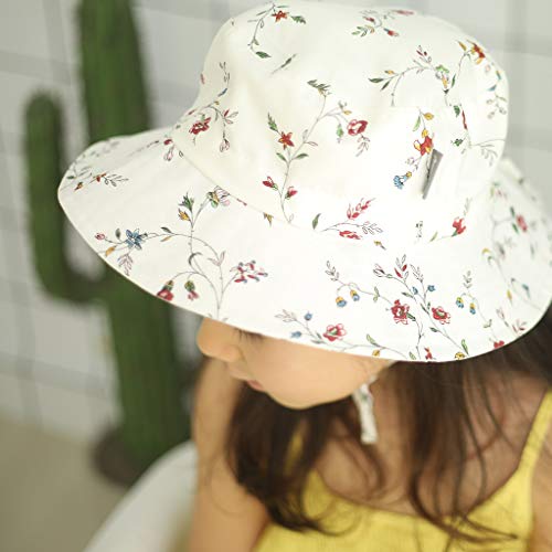 Ami & Li tots Niña Sombrero de Sol Bob Ajustable para Bebé Niña Niño Infantil Niños Pequeños Sombrero Protección Solar UPF 50 Unisexo-M:Vintage Floral