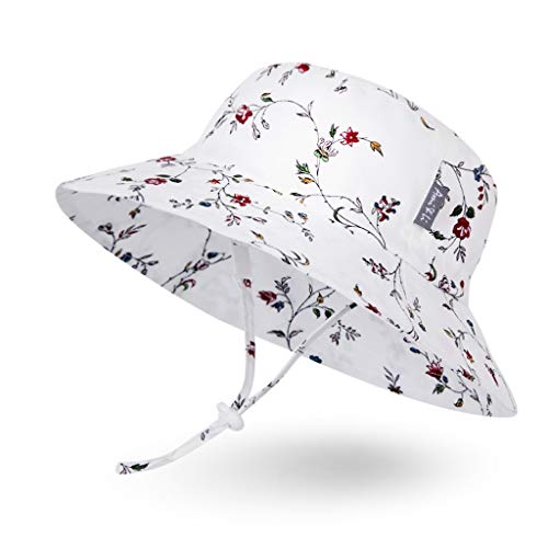 Ami & Li tots Niña Sombrero de Sol Bob Ajustable para Bebé Niña Niño Infantil Niños Pequeños Sombrero Protección Solar UPF 50 Unisexo-M:Vintage Floral