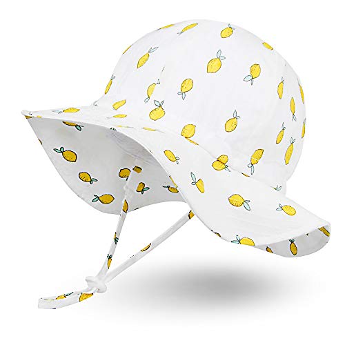 Ami & Li tots Unisex Niño Ajustable Brim Wide Sun Protection UPF 50 Baby Girl Boy Sunhat Infant Kids Toddler Sun Hat-M:Yellow Lemon