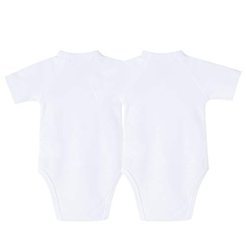 AMOMI Body Bebé Niño Niña Ropa Bebe Body Cruzado Primera Puesta Canastilla Para Recién Nacido Pack de 2 Pcs Colores Lisos para personalizar 0-3 Meses 100% Algodón (Blanco liso, 3 Meses)