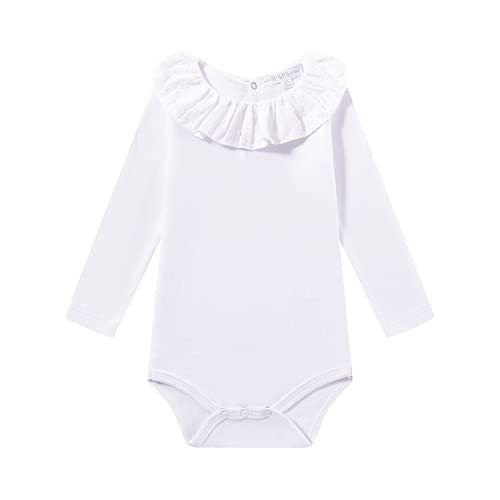 Amomí Body Cuello Batista Bebés Pack de 2 Pcs 9 Meses 100% Algodón (9 Meses, Blanco-Blanco)