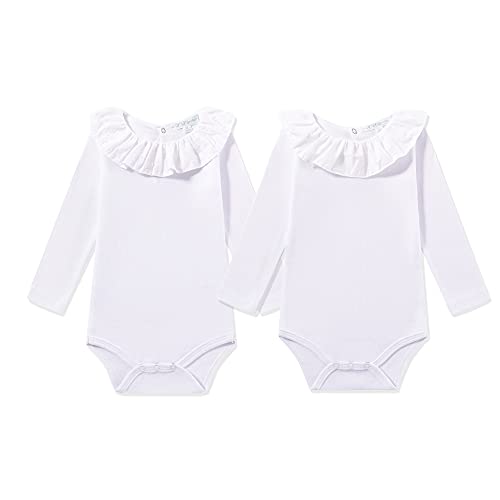 Amomí Body Cuello Batista Bebés Pack de 2 Pcs 9 Meses 100% Algodón (9 Meses, Blanco-Blanco)