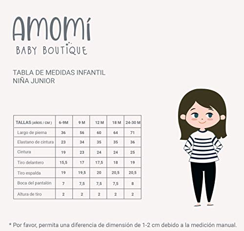 Amomí Leggings Mallas Pantalones Largos Ropa Deportiva Niña Bebé 3-24 Meses (12 Meses, Negro)