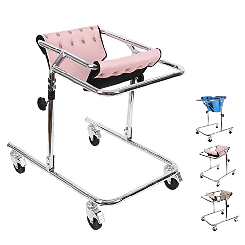 Andador Ligero de Cuatro Ruedas, Carrito Para Niño, Altura Ajustable/Antivuelco/Firme/Estable, Para Niños Pequeños, Niños, Adolescentes con Necesidades Especiales, Parálisis Cerebral ( Color : Pink )