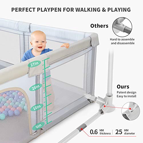 ANGELBLISS Parque de Juegos Para Bebés, Centro de Actividades Para niños en Interiores y Exteriores con Base Antideslizante, Patio de Juegos de Seguridad Resistente con Malla Transpirable Súper Suave