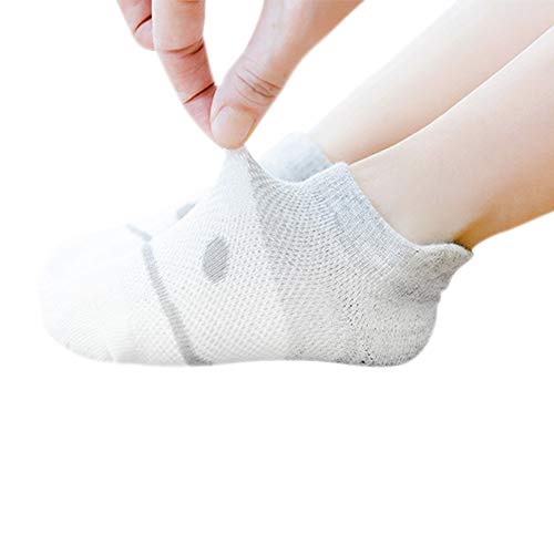 ANIMQUE Calcetines de Verano Unisex Finos Bebés Niños Calcetines Deportivos Algodón Malla Transpirable Súper Elástico Diario Básico 5 Pares (21/24 UE) 1-3 Años Gris, M