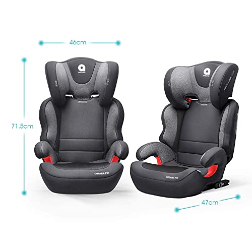 APRAMO OSTARA FIX Silla de Cohce Grupo 2/3 con Connector ISOFIX Infantil Asiento de Automóvil para Niños de 15 a 36kgs (Negro fantasma)