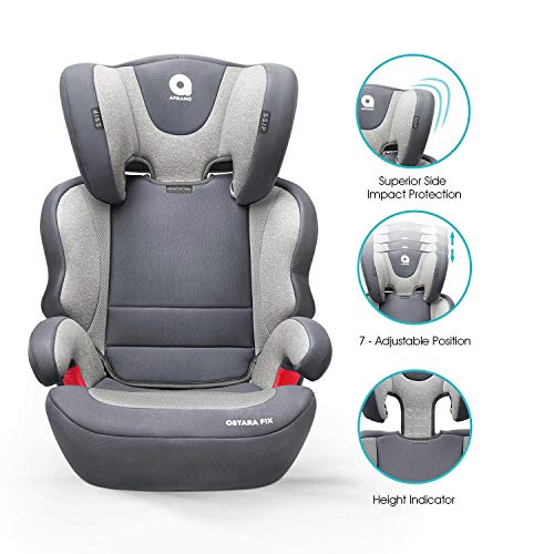 APRAMO OSTARA FIX Silla de Cohce Grupo 2/3 con Connector ISOFIX Infantil Asiento de Automóvil para Niños de 15 a 36kgs (Plata satinada)