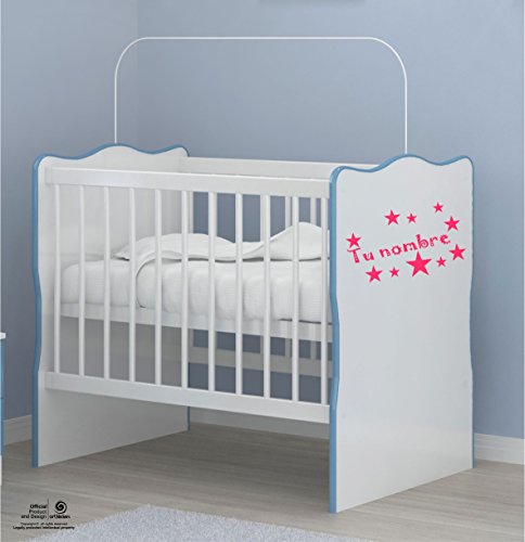 Artstickers Adhesivo Infantil para decoración de Muebles, Puertas, Paredes.Elige el Nombre de tu Bebé, en Color Rosa. Nombre de 20cm + Kit de 10 Estrellas para Libre colocación.