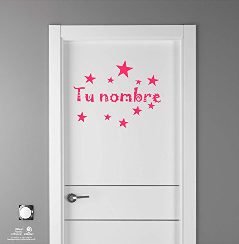 Artstickers Adhesivo Infantil para decoración de Muebles, Puertas, Paredes.Elige el Nombre de tu Bebé, en Color Rosa. Nombre de 20cm + Kit de 10 Estrellas para Libre colocación.