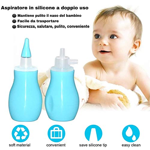 Aspirador Nasal para Bebés,Aspirador Nasal Manual para Bebés, Moco Nasal Limpio para Bebés, 1Pieza (Azul Claro)