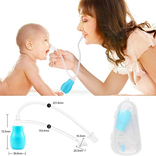 Aspirador Nasal para Bebés,Aspirador Nasal Manual para Bebés, Moco Nasal Limpio para Bebés, 1Pieza (Azul Claro)