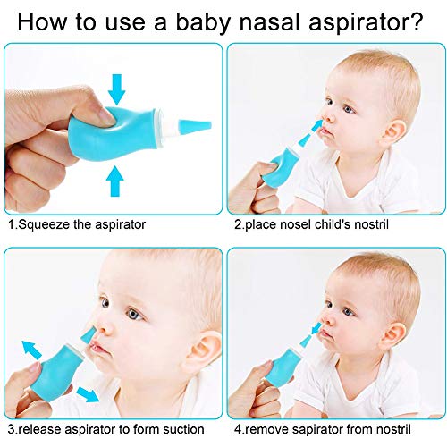 Aspirador Nasal para Bebés,Aspirador Nasal Manual para Bebés, Moco Nasal Limpio para Bebés, 1Pieza (Azul Claro)