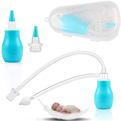 Aspirador Nasal para Bebés,Aspirador Nasal Manual para Bebés, Moco Nasal Limpio para Bebés, 1Pieza (Azul Claro)