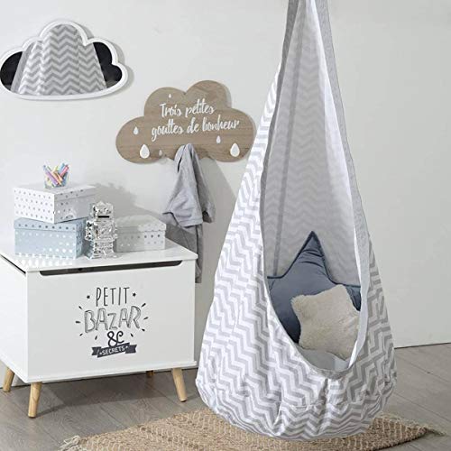 Atmosphera Baúl de Almacenamiento de Madera para niños - Práctico y Decorativo Color Gris y Blanco