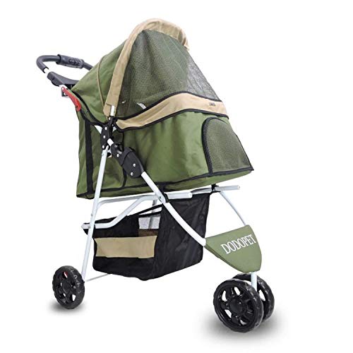 Baby Bites SafeSmall Medium Pet Travel Stroller Cat Buggy Dog Cochecito de bebé gram Trolley Puppy Jogger Carrier 3 Ruedas (Color: Verde)