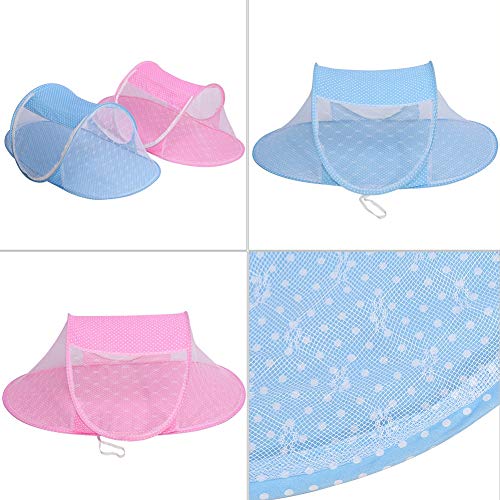 Baby Infant Bed Canopy Mosquito Net, plegable Baby Infant Pop Up Crib Cradle Anti-Bug Tienda Mosquito Mesh Net Portátil Nursery Bed Cuna Canopy Travel Bed Play Shades(rosa)