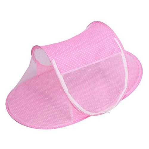 Baby Infant Bed Canopy Mosquito Net, plegable Baby Infant Pop Up Crib Cradle Anti-Bug Tienda Mosquito Mesh Net Portátil Nursery Bed Cuna Canopy Travel Bed Play Shades(rosa)