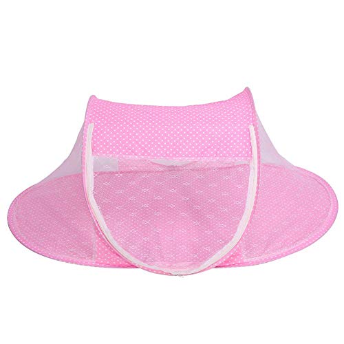 Baby Infant Bed Canopy Mosquito Net, plegable Baby Infant Pop Up Crib Cradle Anti-Bug Tienda Mosquito Mesh Net Portátil Nursery Bed Cuna Canopy Travel Bed Play Shades(rosa)