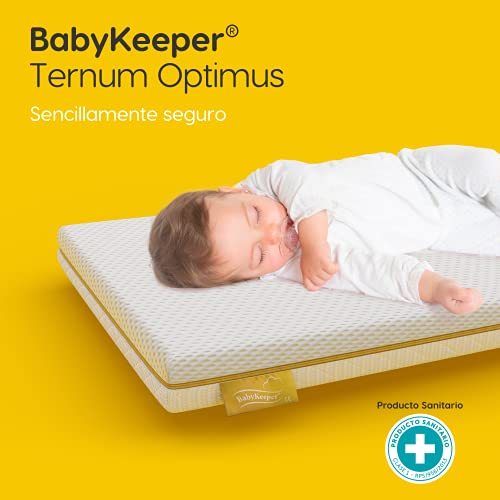 BabyKeeper | Colchón de Cuna Ternum | Núcleo ECA Antiahogo | Funda 3D Transpirable | Previene la plagiocefalia (Optimus 60x120 + 50x80)