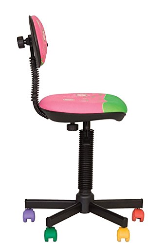 BAMBO – Silla de escritorio, infantil, ergonómica, altura del asiento de 42 cm a 56 cm, altura del respaldo ajustable, giratoria en 360°, ruedas multicolor (Rosa/Flor)