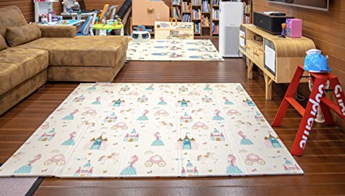 Bamitus - Alfombra de Juegos Reversible de dos Caras Plegable, Material XPE, Colchoneta infantil Impermeable, No tóxico, Acolchado antideslizante (Princesa, 180x200x1 cm)