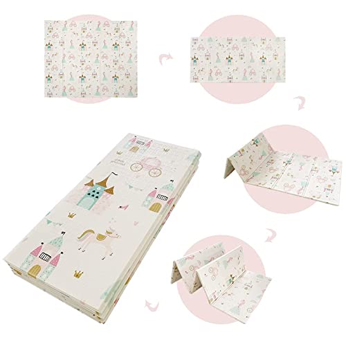 Bamitus - Alfombra de Juegos Reversible de dos Caras Plegable, Material XPE, Colchoneta infantil Impermeable, No tóxico, Acolchado antideslizante (Princesa, 180x200x1 cm)