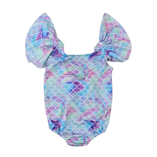 Bañador entero de baño para niña recién nacida de verano con sirena, princesa en la playa, piscina, bikini Swimsuit Baby Girl (0 – 4 años) turquesa 18-24 Meses