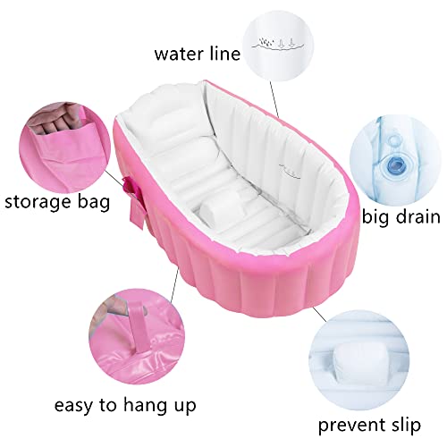 Bañera Hinchable Bebe Bañera Inflable Bebe Bañeras Hinchables Bebe Bañera Hinchable para Ducha con Bomba de Aire y Gorro de Ducha para Bebés, Recién Nacidos, Niños y Niñas