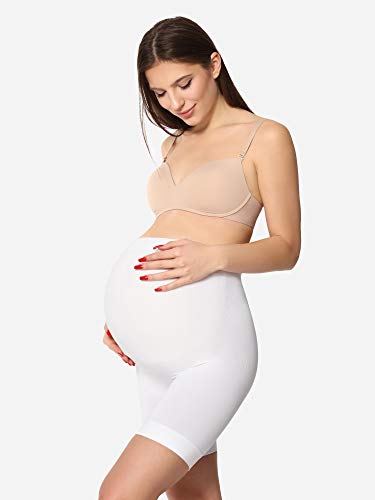 Be Mammy Premamá Leggins Pantalones Cortos Shorts Maternidad Ropa Verano Mujer 06 15 (Blanco, XXL)