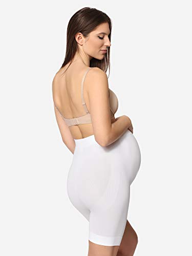 Be Mammy Premamá Leggins Pantalones Cortos Shorts Maternidad Ropa Verano Mujer 06 15 (Blanco, XXL)