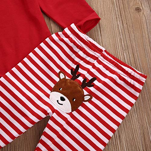 Bebé Disfraz de Navidad para Recién Nacido Mi Primera Navidad Conjunto de Ropa Navideña para Niños Niñas Pequeños Top Mameluco de Manga Larga + Pantalones (Reno, 6-12 Meses)