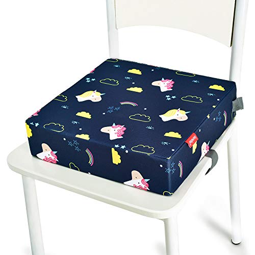 Bebé Niños Cojin Silla de Comedor Asientos de Amortiguador, Fansu Estampado de Dibujos Desmontable y Ajustable Gruesa Cojín del Asiento de refuerzo Extraíble Mat (Nubes unicornio)