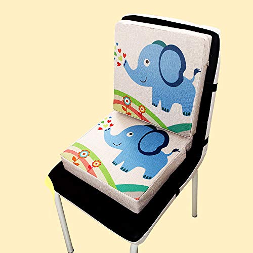 Bebé Niños Niños Cojin Silla de Comedor Asientos de Amortiguador, Fansu Estampado de Dibujos Desmontable y Ajustable Gruesa Cojín del Asiento de refuerzo Extraíble Mat (Elefante,33x33x4.5cm)