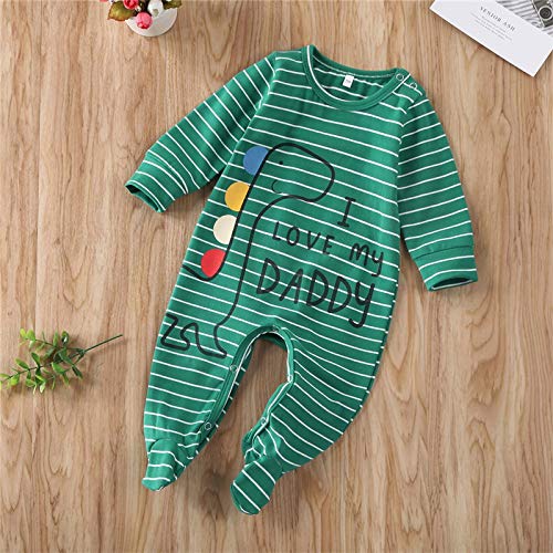 Bebé Pelele de Manga Larga Mono Unisex Mameluco Infantil de Algodón para Recién Nacido Pijama de Una Pieza Body para Niños Pequeños Ropa para Dormir (Verde, 0-3 Meses)