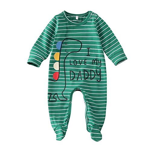 Bebé Pelele de Manga Larga Mono Unisex Mameluco Infantil de Algodón para Recién Nacido Pijama de Una Pieza Body para Niños Pequeños Ropa para Dormir (Verde, 0-3 Meses)