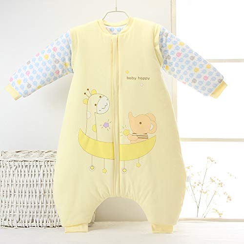 Bebé Saco de Dormir Invierno para Niños Niñas Manga larga Algodón Pijama Mamelucos Mono Traje de dormir 3-4 años, amarillo