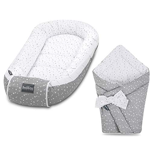 Bellochi Juego 2en1 Saco de dormir para bebé y Nido Bebe Recien Nacido - Reductor de Cuna Nido para Bebe - 100% Algodón - OEKO-TEX Certificado - Polaris