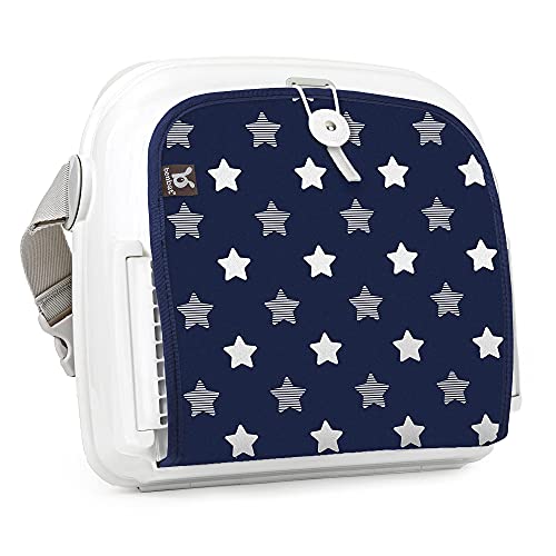 BEN-BAT | Trona Portátil para Bebé | Trona Booster Navy Stars | 37x10x30 cm | Almacenamiento muy Amplio | Armazón Fuerte y Seguro | Para Bebés entre 6 y 36 Meses | Tronas de Bebé