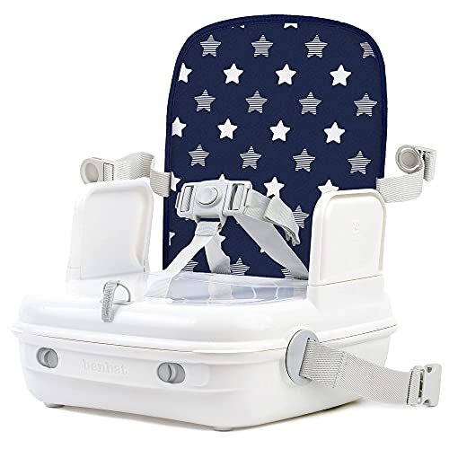 BEN-BAT | Trona Portátil para Bebé | Trona Booster Navy Stars | 37x10x30 cm | Almacenamiento muy Amplio | Armazón Fuerte y Seguro | Para Bebés entre 6 y 36 Meses | Tronas de Bebé