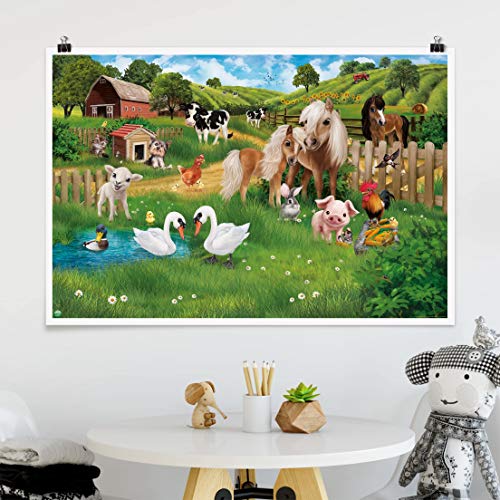 Bilderwelten Poster - Animals On The Farm - Acabado Satinado Autoadhesivo 60 x 90cm