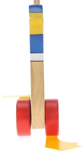 Blue Flappy Duck : Push Along Wooden Toys : Traditional : Handcrafted : Handpainted : For Toddler or Baby 12 months or over, Young Kids, Child & Children : Top Christmas Present or Birthday Gift Idea : H - 21cm W - 13cm D - 10cm Wood Handle - 47.5cm