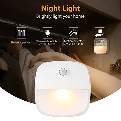 BNGXR Luz Nocturna Infantil, 3 Piezas Luces LED Armario, Lámpara Nocturna con Sensor de Movimiento, Luz Calida LED Noche, Luz Armario para Habitación Bebé, Dormitorio, Pasillos, Sala