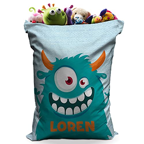 Bolsa de Juguetes con Nombre. Regalos Personalizados con Nombre. Saco de Juegos. Varios diseños y tamaños. Monstruo