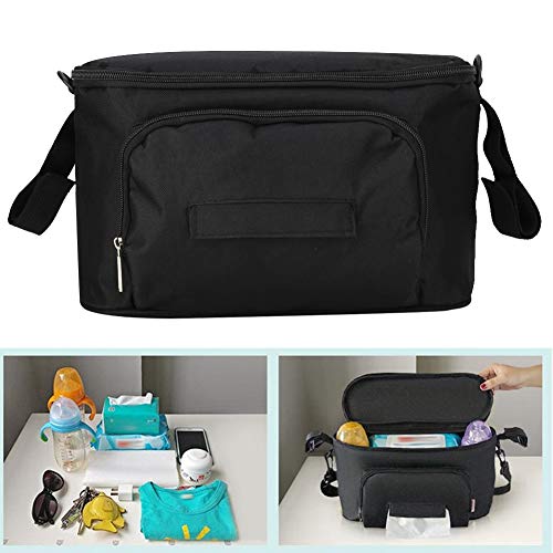 Bolsa Organizador de Cochecito, Bolsa de Cochecito de Bebé Bolsa de Almacenamiento de Cochecito de Bebé Universal Impermeable Bolsa de Pañales de Tela Titular de Colgar Bolsa de Almacenamiento