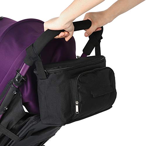 Bolsa Organizador de Cochecito, Bolsa de Cochecito de Bebé Bolsa de Almacenamiento de Cochecito de Bebé Universal Impermeable Bolsa de Pañales de Tela Titular de Colgar Bolsa de Almacenamiento