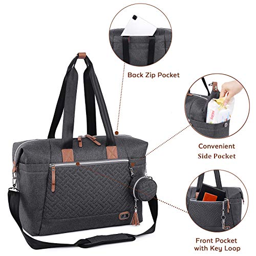 Bolso cambiador para bebé, bolsos de pañales tamaño grande Dikaslon para mamá y papá, bolso de mano elegante para viaje con porta chupete y cambiador（ gris oscuro）