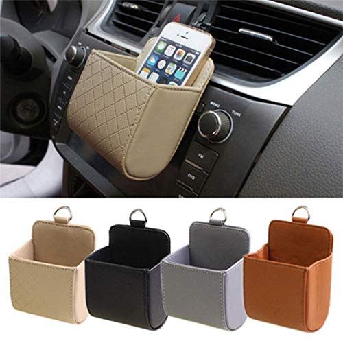 Bolso organizador del respaldo, Auto Vent Outlet Trash Box PU Cuero Coche Tenedor de teléfono móvil Bolsa de almacenamiento Organizador Automóvil Colgando Caja Coche Estilo 4 Colores para artículos de