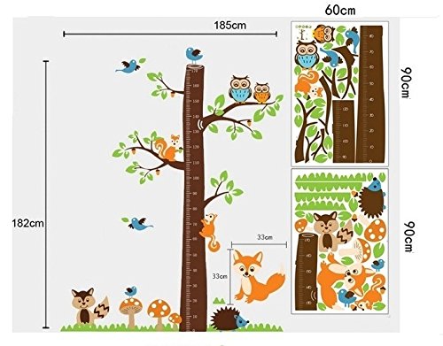 Bosque animales árbol XXXL etiqueta de la pared conjunto. Precioso mural de arte de pared Vinilo infantil. Decoración del cuarto de juegos de los bebés del búho deco art déco.