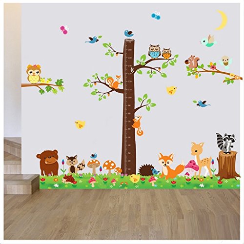 Bosque animales árbol XXXL etiqueta de la pared conjunto. Precioso mural de arte de pared Vinilo infantil. Decoración del cuarto de juegos de los bebés del búho deco art déco.